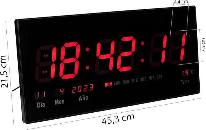 Large LED Digital Display Calendar Wall Clock