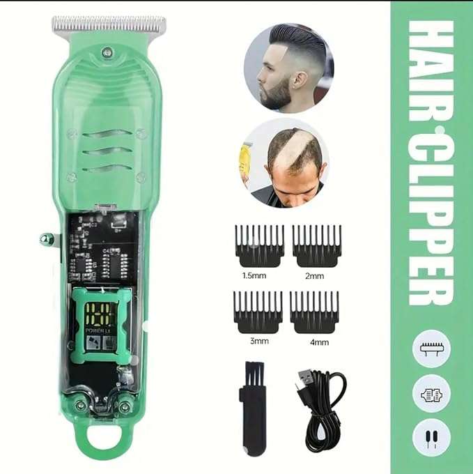 Professional Haircutting Trimmer Kit  Stainless Steel Blade, LCD Display, Type-C Charging