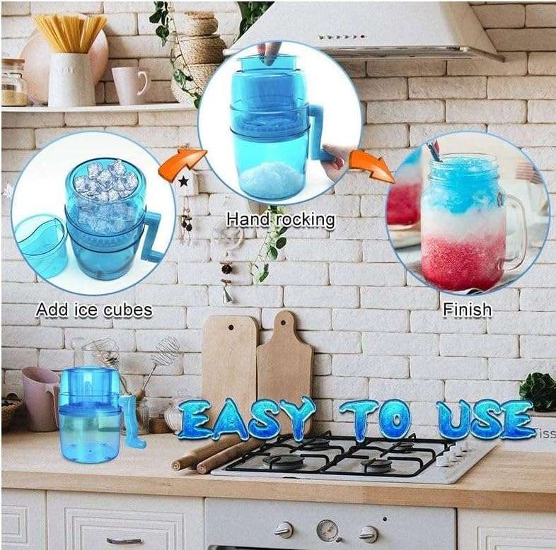 Portable Manual Ice Crusher Machine for Cocktails, Smoothies, and Shaved Ice