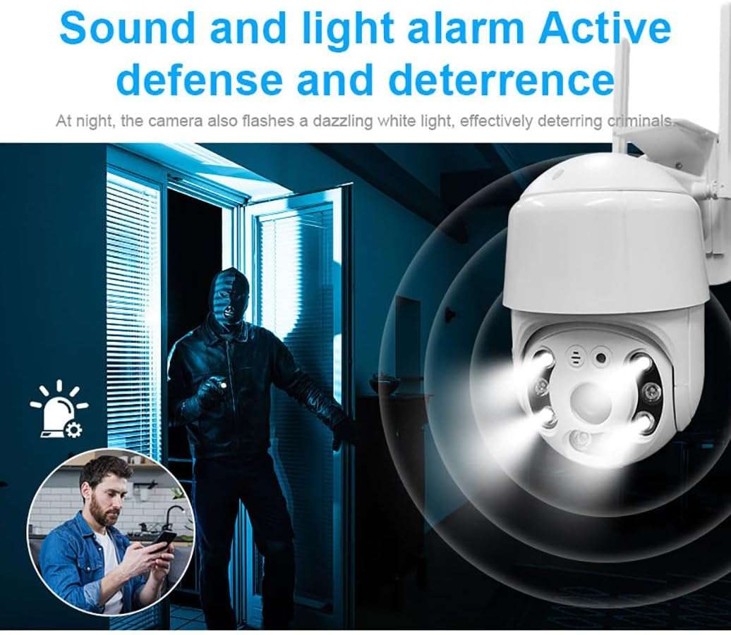 Wireless Security Camera Outdoor WiFi, Siren Alarm Spotlight Outdoor Camera Wireless Battery Powered