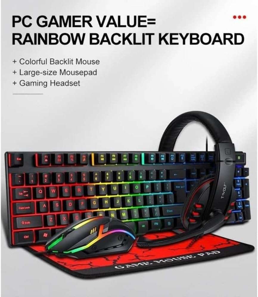 T-WOLF TF800 Wired Combo 4in1 PC Gaming Set
