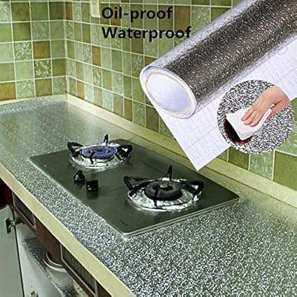 40X200cm Kitchen Wall Stove Aluminium Foil Oil-Proof Stickers and Cabinet Drawer Self Adhesive Alumi