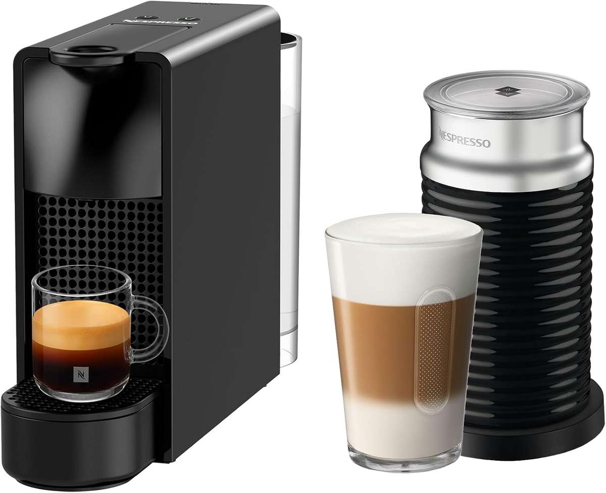 Nespresso Essenza Mini Coffee Machine, Piano Black & Aeroccino3 Bundle