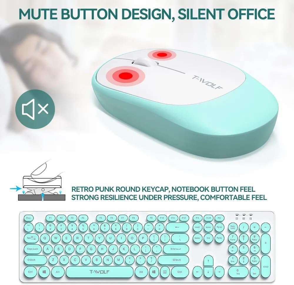 Retro Punk Wireless Keyboard & Mouse Set