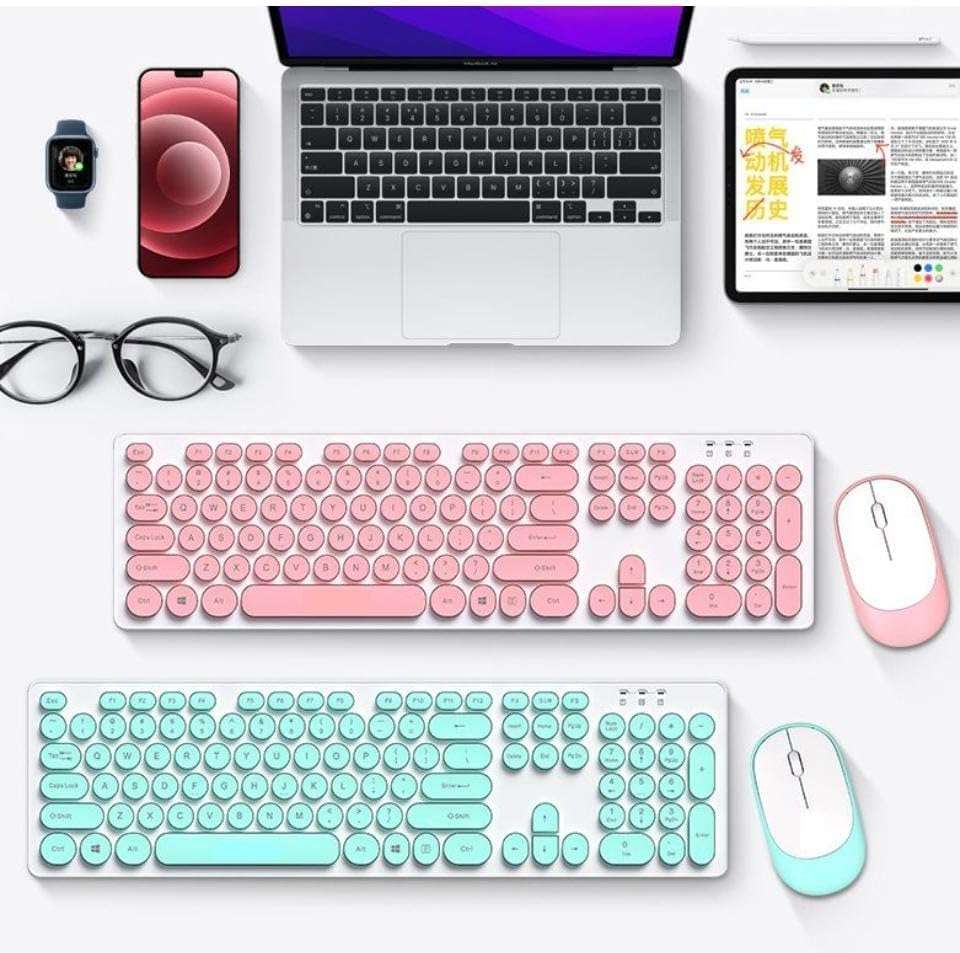 Retro Punk Wireless Keyboard & Mouse Set