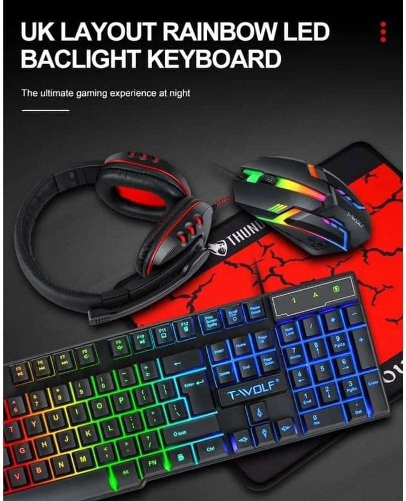 T-WOLF TF800 Wired Combo 4in1 PC Gaming Set