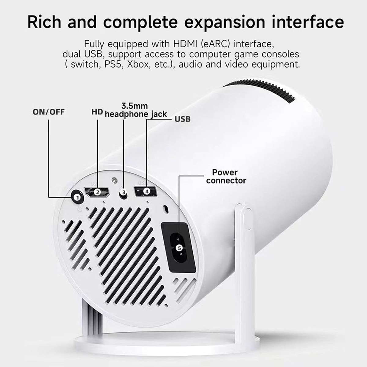 HY300PRO Mini Projector 4K 1080P Portable Projector Support with Android System WiFi 6 BT 5.0,Smart
