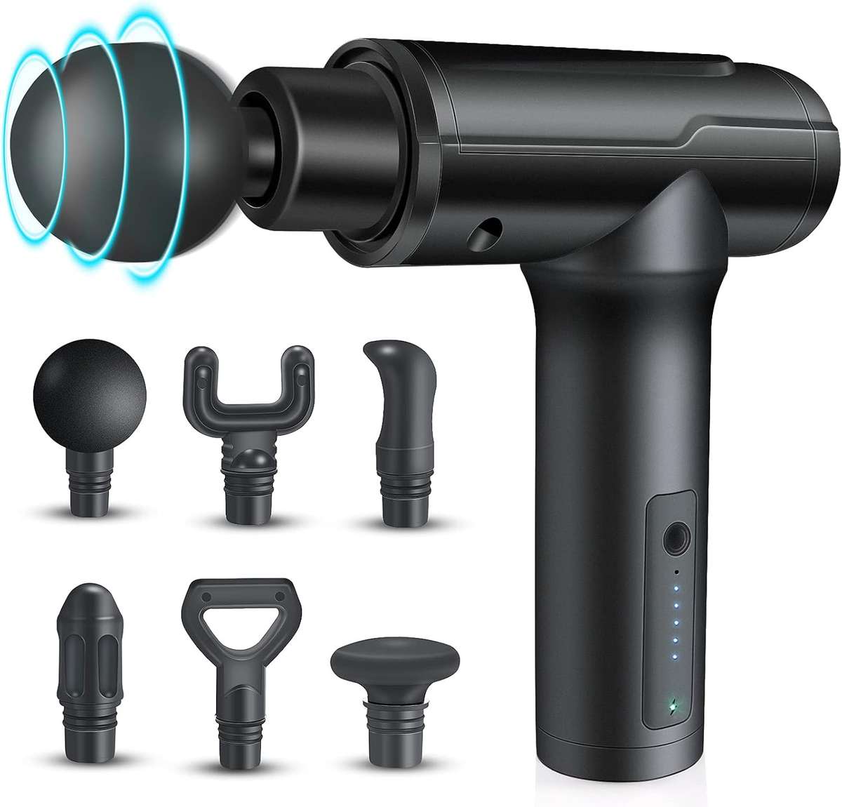 Deep Tissue Massager Impact Device Handheld Portable Adjustable Speed and 6 Heads