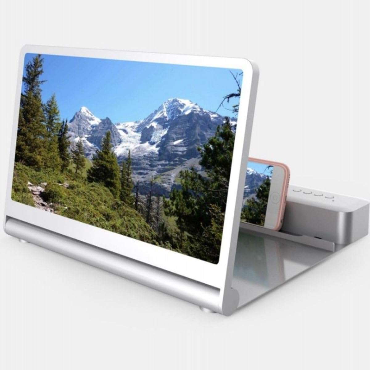 12-Inch Phone Screen Magnifier with Bluetooth Speaker (White)  6D HD Mobile Screen Enlarger