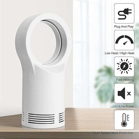 Small Indoor Space Heater Bladeless Electric Heater with Thermostat PTC Ceramic Heater