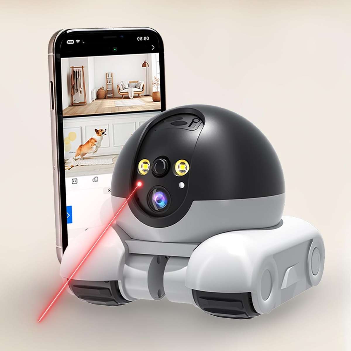 Robot Camera on Wheels 1080P Dual Lens,Indoor Movable Security Camera with 2-Way Talk,Blinky Bot wit