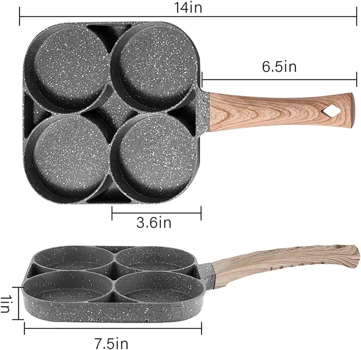 Aluminum 2/4-Hole Crepe Non-Stick Frying Pan