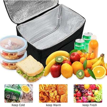 Thermal Foil Insulated Square Lunch Cooler Bag -With Strap
