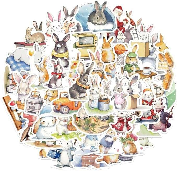 50-Piece Cute bunny rabbits Stickers