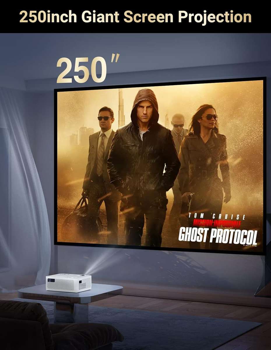 5G WiFi Bluetooth Projector, Full HD Native 1080P Projector 12000Lumens with Wireless Mirroring Scre