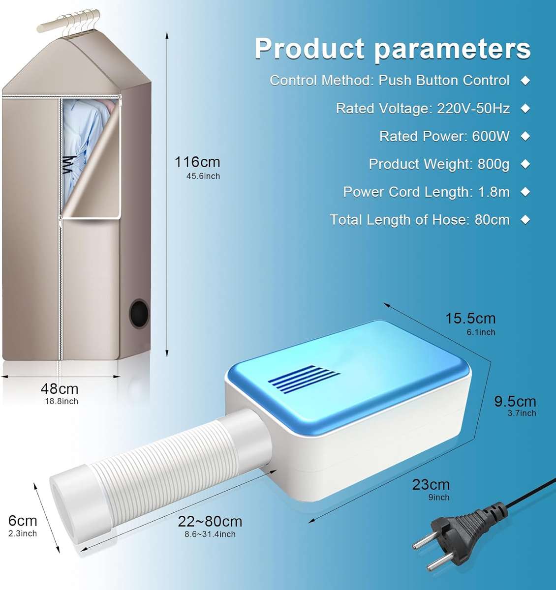 Portable Electric Tumble Dryer, Indoor Heat Pump Tumble Dryer, 600W Energy Saving Mini Dryer for All