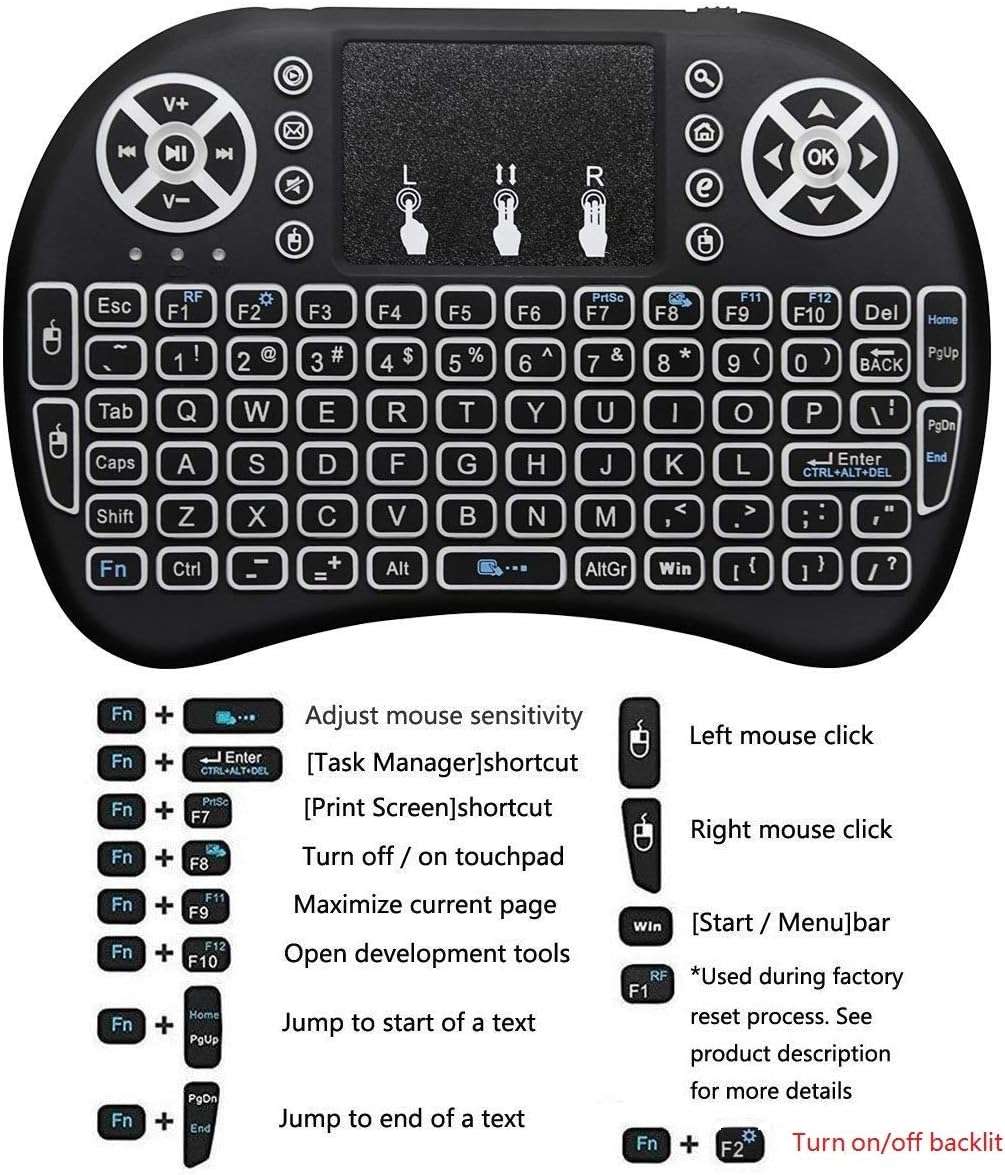 Portable Mini 2.4GHz Wireless Keyboard Touchpad Mouse With Backlight