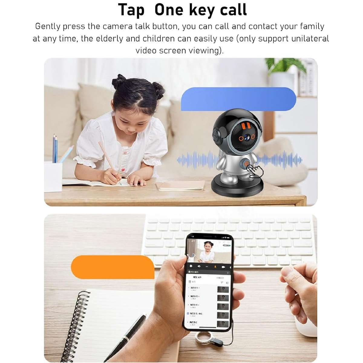 WiFi Robot Camera, 1080P Detection Camera, 6X Zoom Security Camera for iOS, 24 Hour Security Guard.