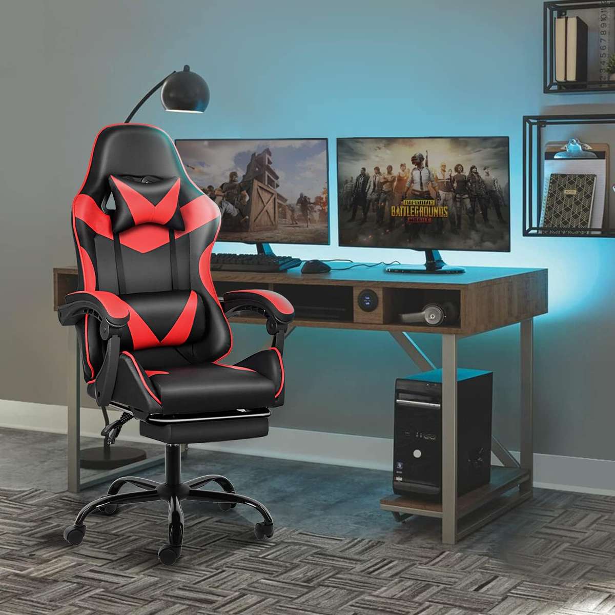 Gaming Chair with Pull Out Foot Rest Computer Office Chair