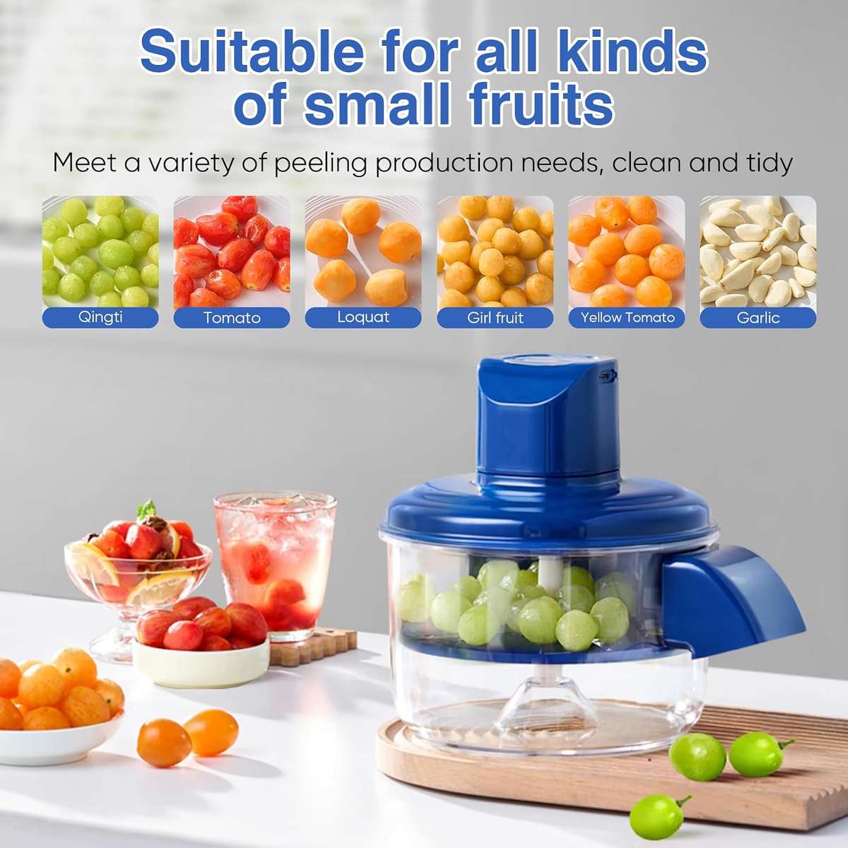 Electric Grape Peeling Machine,Automatic Small Fruit Tomato Peeler Tool,Fully Automatic Peeling Mach