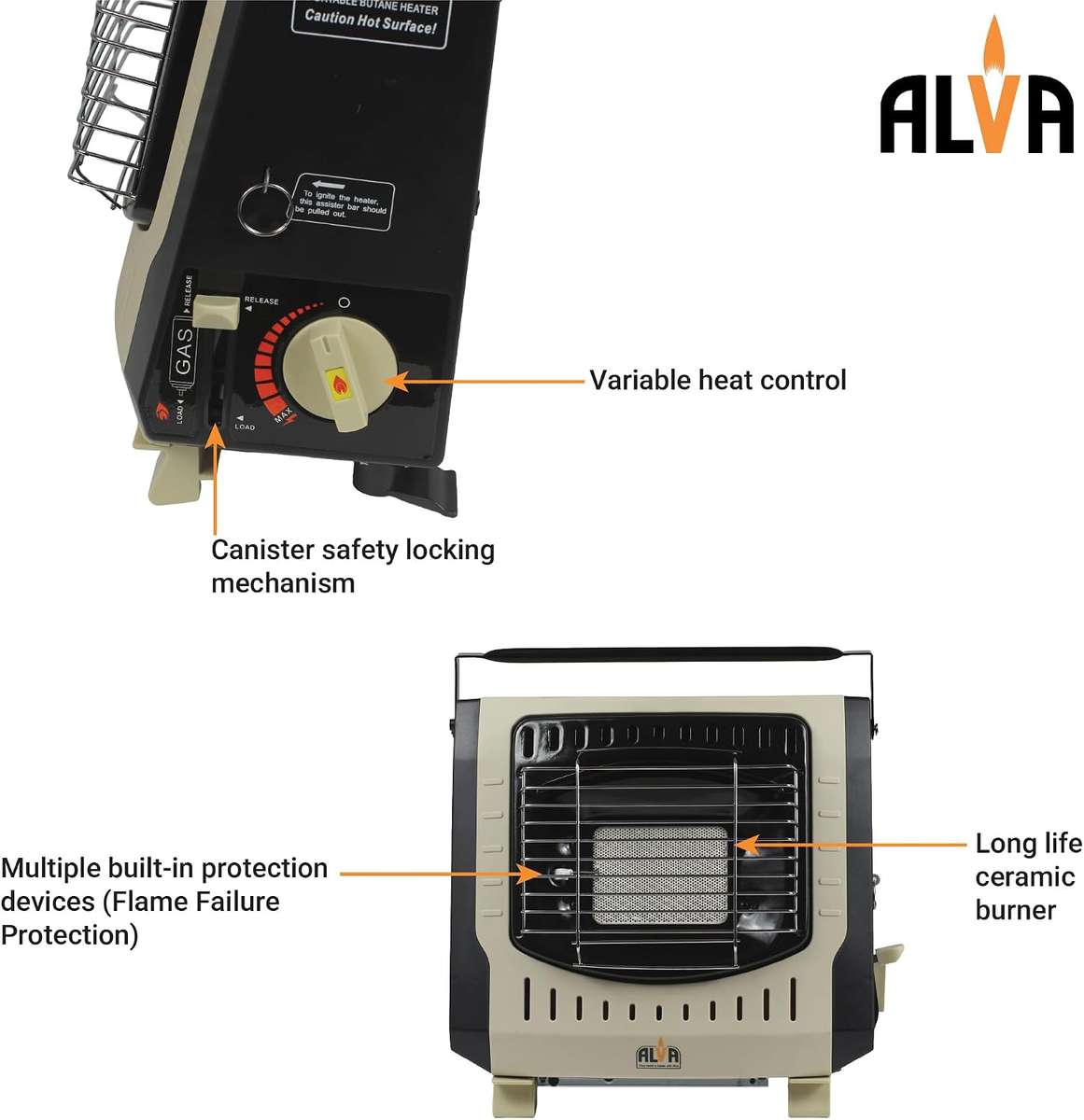 ALVA Outdoor Freestanding Butane Canister Mini Camping Heater