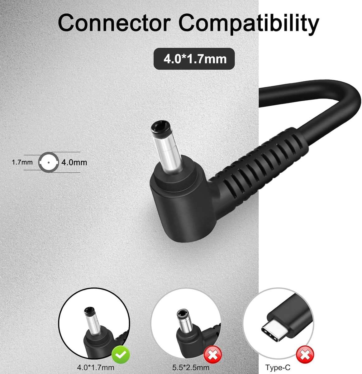 45W 20V 2.25A 4.0mm x 1.7mm Laptop Charger