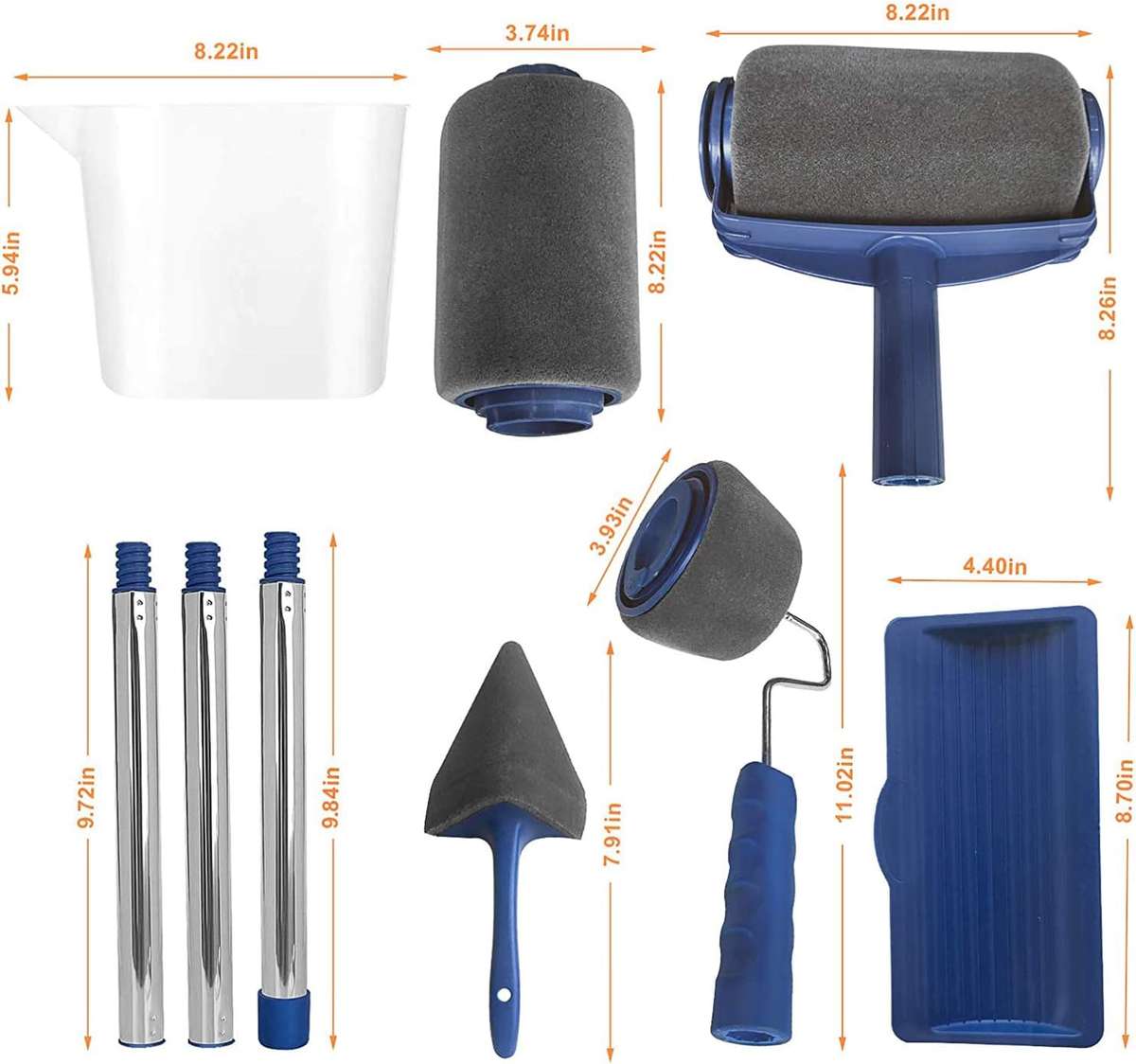 9PCS Universal Paint Roller Kit, Applicator for Painting Walls and Ceilings,DIY Wall Printing Brush
