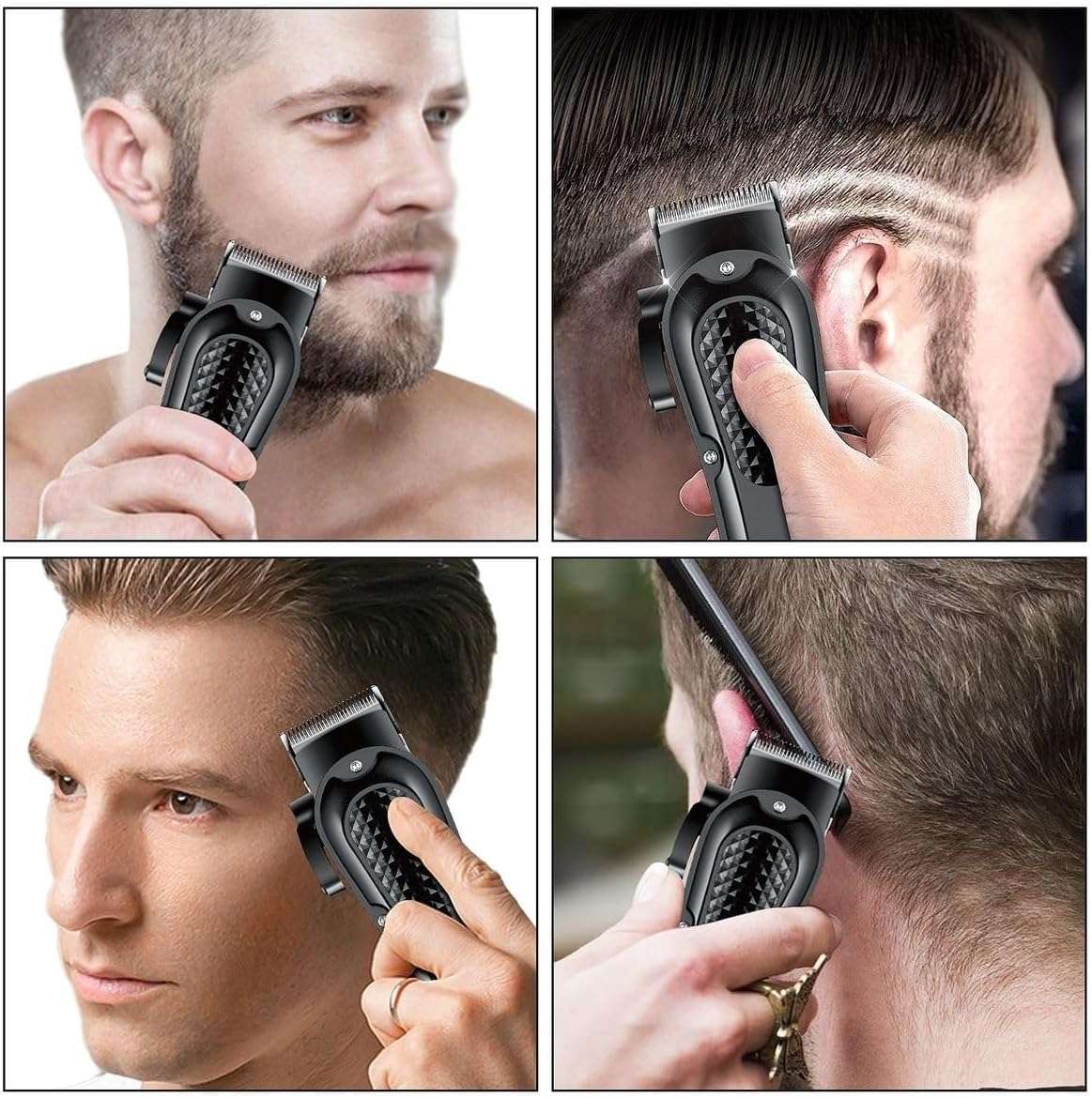 GW Professional Hair Clipper with LCD Display, 4 Guide Combs, USB Rechargeable, Cleaning Brush Inclu