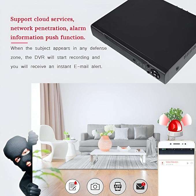 8 Channel DVR for Cameras  1080P Full HD Recording, Compatible with Android & iOS Smartphones via A