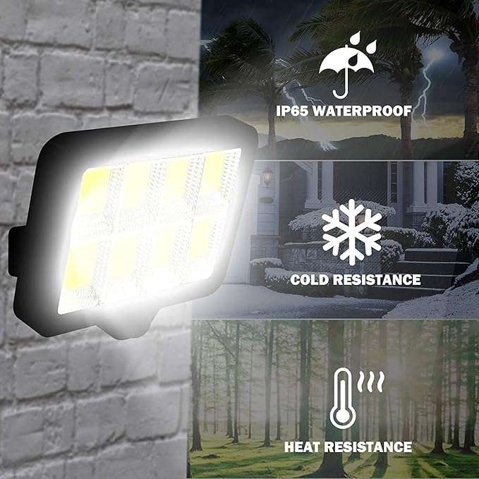 160 LED Bright COB White Solar LED Light With Split Solar Panel & Motion Sensor with Cable