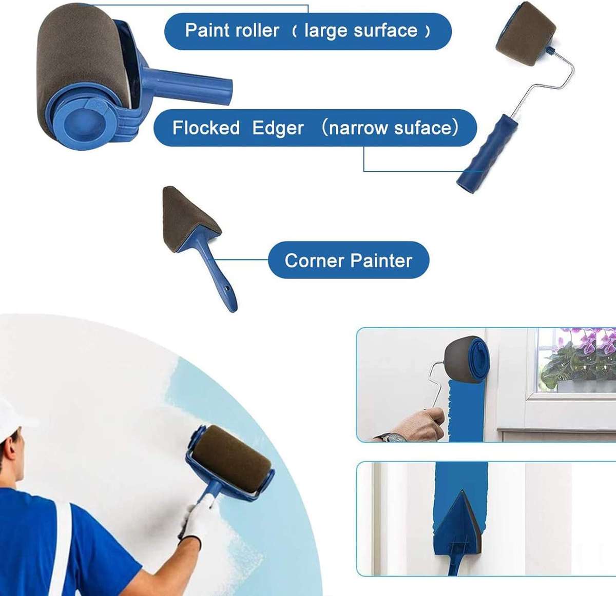 9PCS Universal Paint Roller Kit, Applicator for Painting Walls and Ceilings,DIY Wall Printing Brush