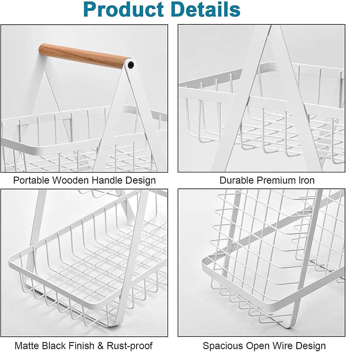 2 Tier Fruit Basket White
