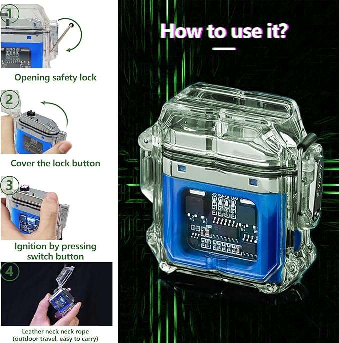 Flameless Plasma Electric Lighter Transparent Cool Windproof Lighter Rechargeable USB