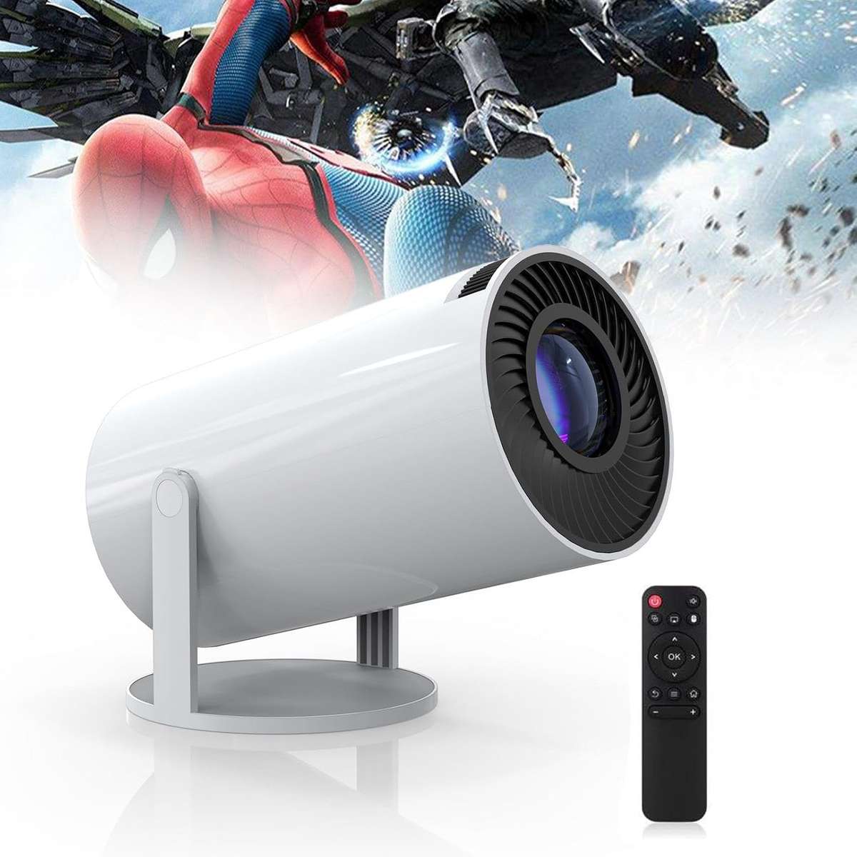 HY300PRO Mini Projector 4K 1080P Portable Projector Support with Android System WiFi 6 BT 5.0,Smart