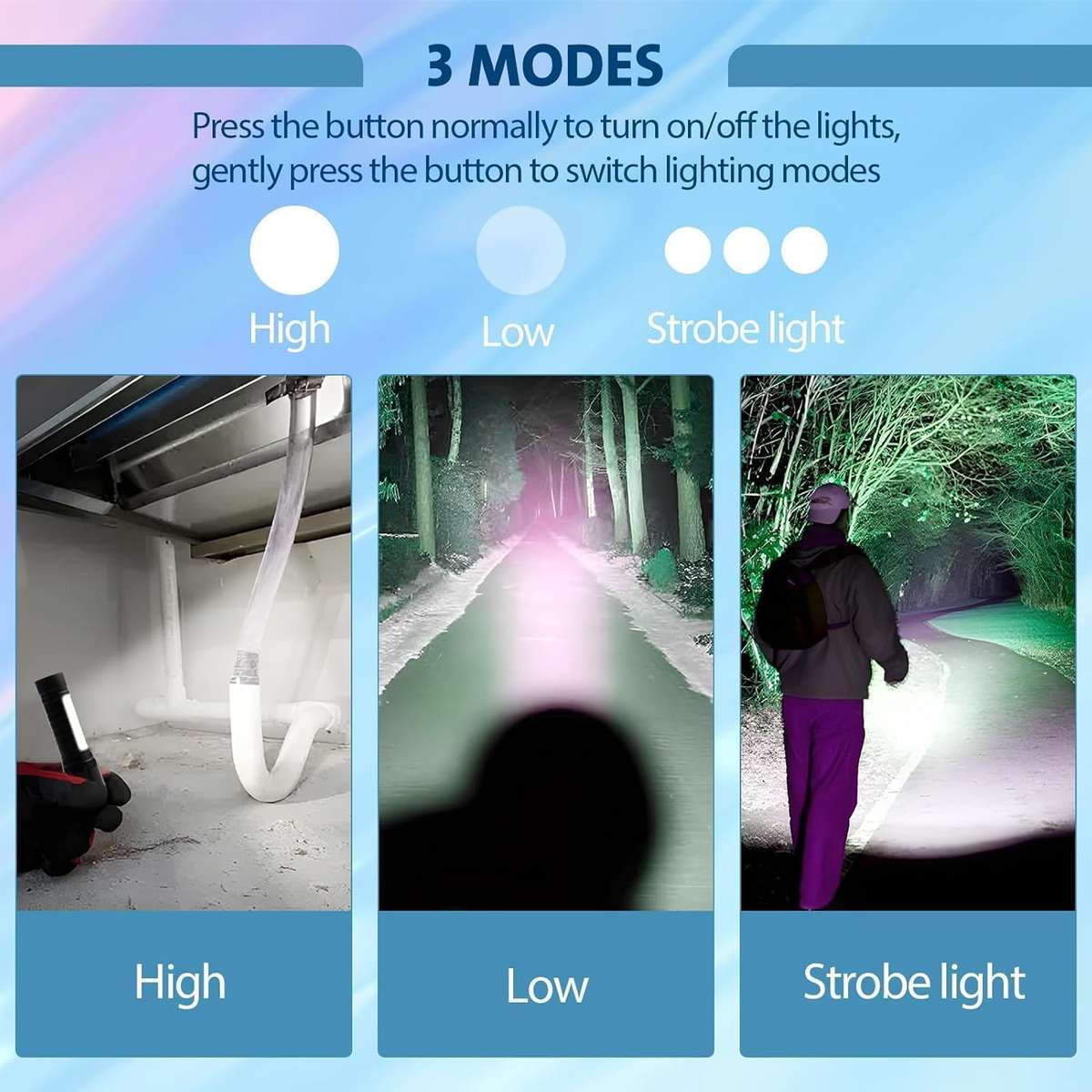 Rechargeable Small LED Torch, Adjustable Focus with 3 Lighting Modes