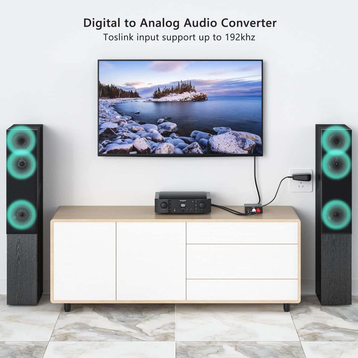 Digital to Analog Audio Converter - Optical to RCA Adapter for Stereo Sound
