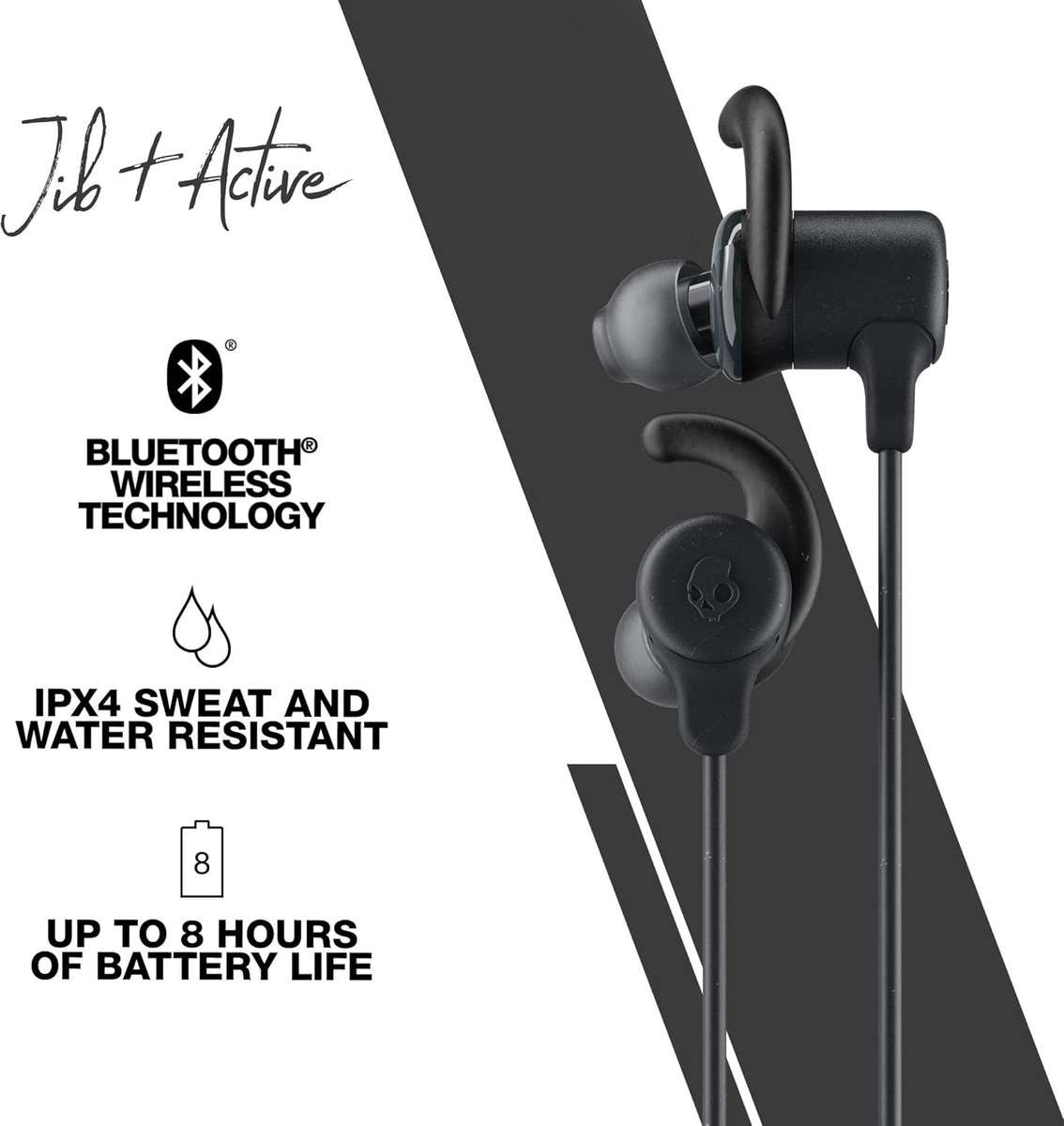 Skullcandy Jib+ Active Wireless In-Ear Earbud - Black