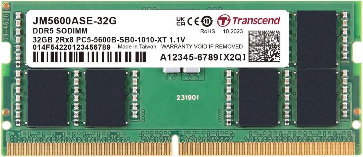 Transcend Jet DDR5-5600 32GB Cl46 Notebook So-DIMM Internal Memory 