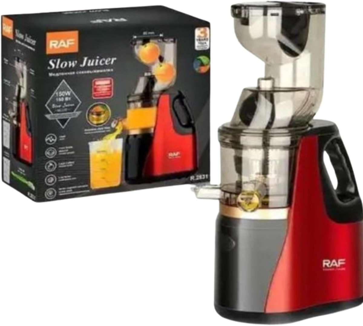 RAF 150W Slow Juicer - Cold Press Technology, High Yield, Nutrient-Rich Juice Extractor