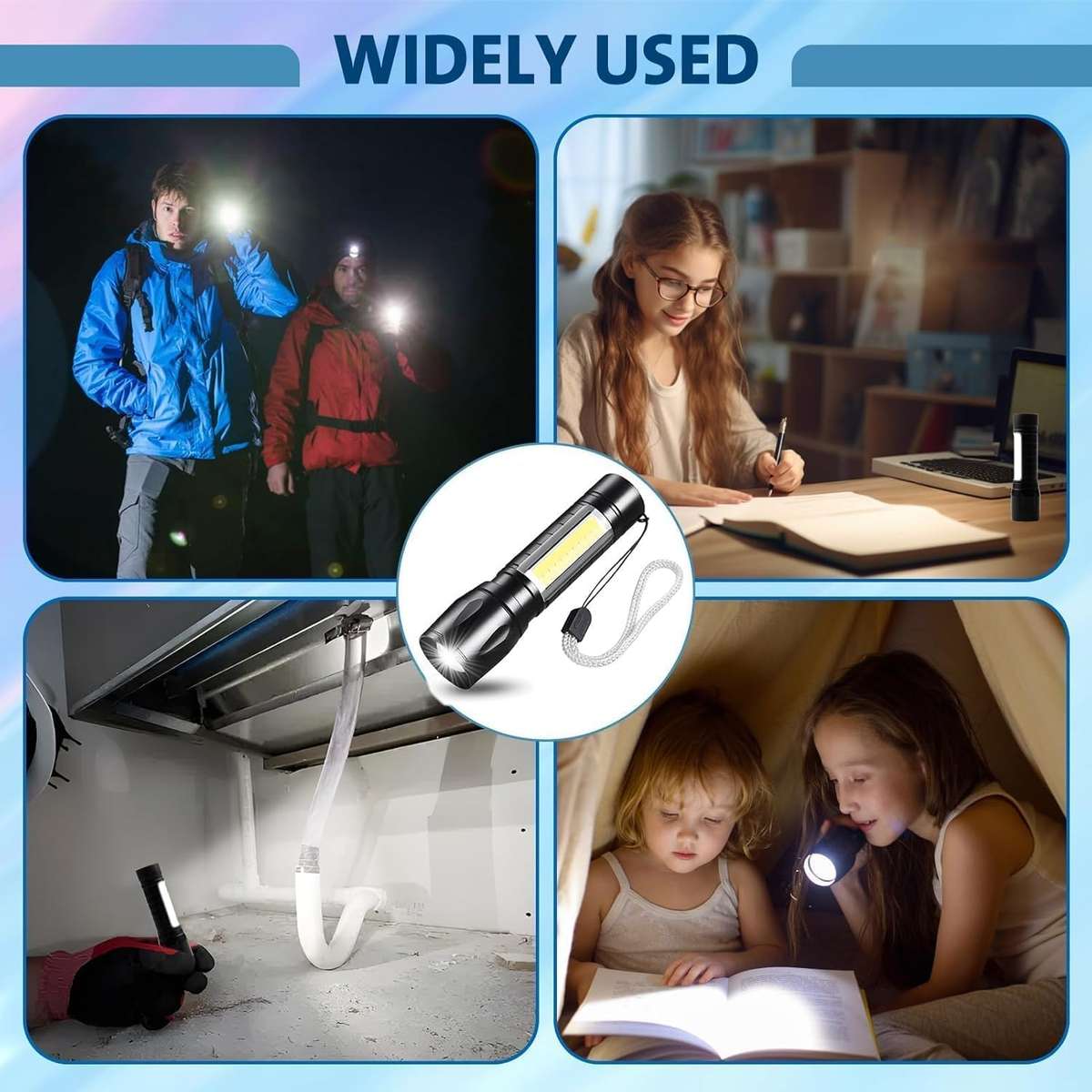 Rechargeable Small LED Torch, Adjustable Focus with 3 Lighting Modes