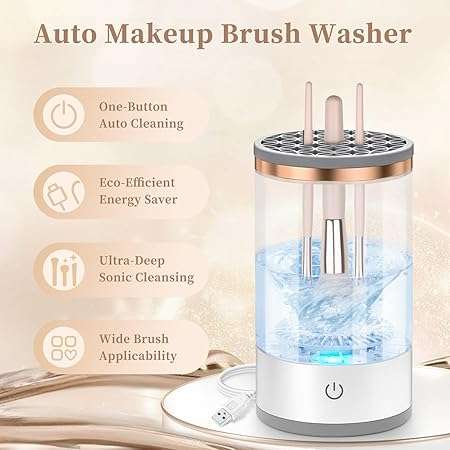 Electric Makeup Brush Cleaner, Fast Efficient Machine for Deep Cleaning of All Types of Brushes, Por