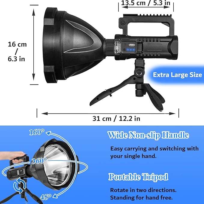 Large P70 LED Super Bright Rechargeable Searchlight