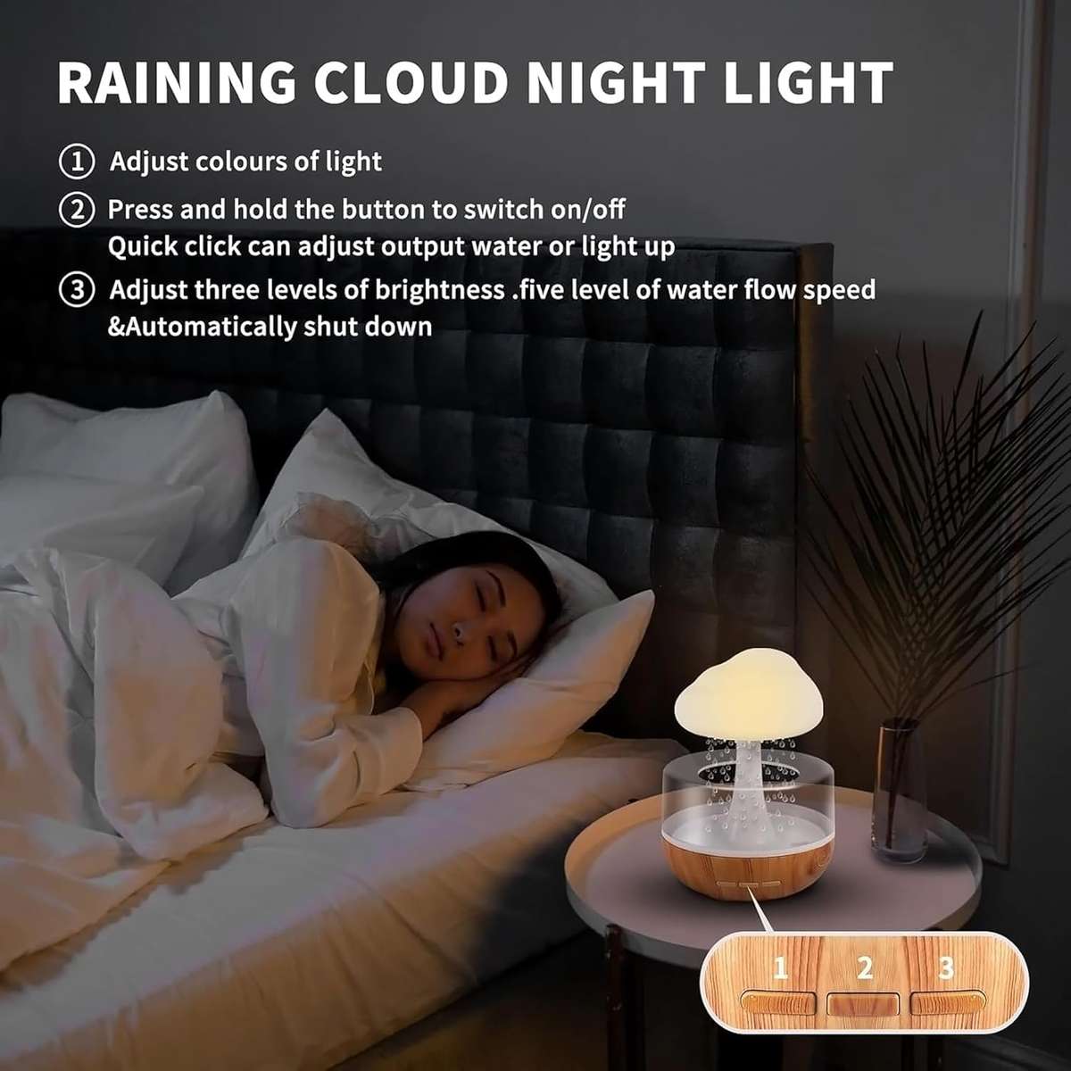 Rain Cloud Humidifier Water Drip,Cloud Diffuser with 7 Different Colors Changing Lights for Sleeping