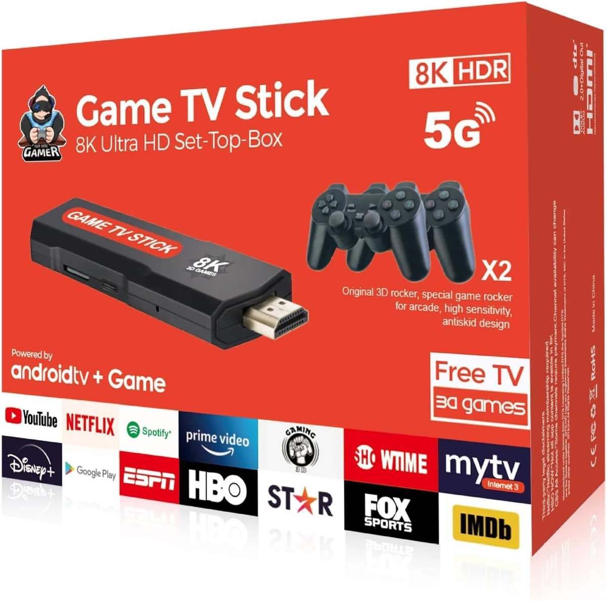 USB 2.0 Dual System Game Stick 8K Retro Video Games Console