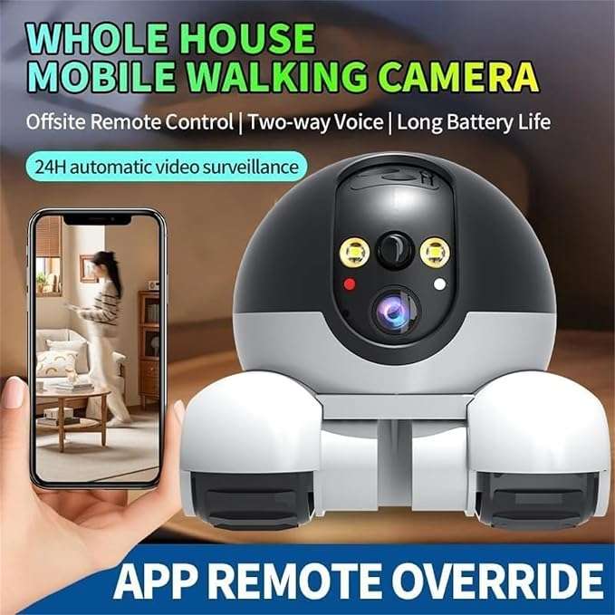 Robot Camera on Wheels 1080P Dual Lens,Indoor Movable Security Camera with 2-Way Talk,Blinky Bot wit