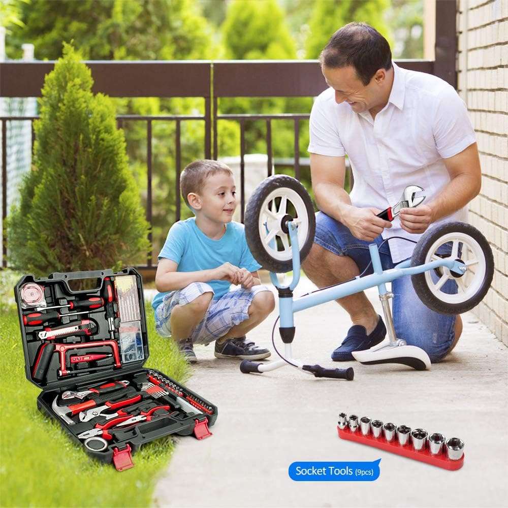 108Pcs Household Repair Tool Set With Plastic Toolbox