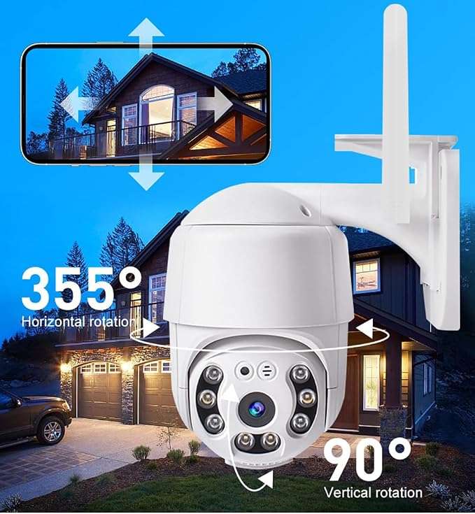 Wireless Security Camera Outdoor WiFi, Siren Alarm Spotlight Outdoor Camera Wireless Battery Powered