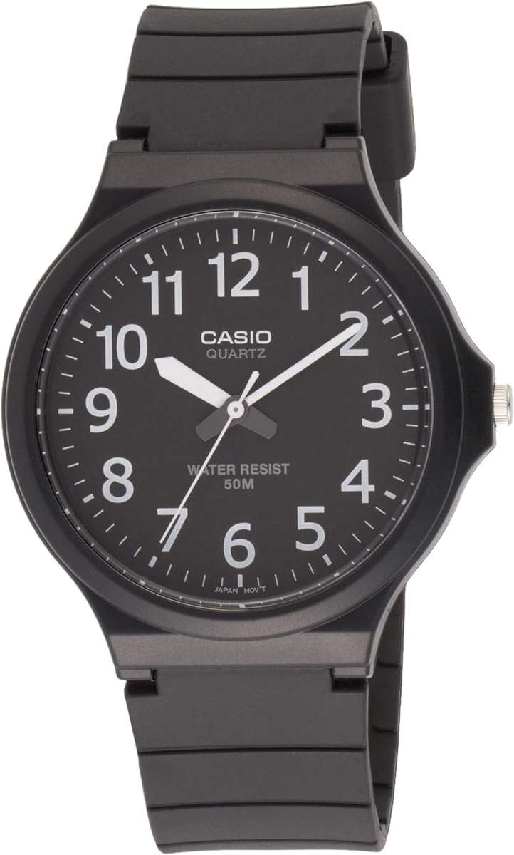 Casio Classic Quartz Easy Reader Watch with Resin Strap, Black (Model: MW-240-1BVCF)