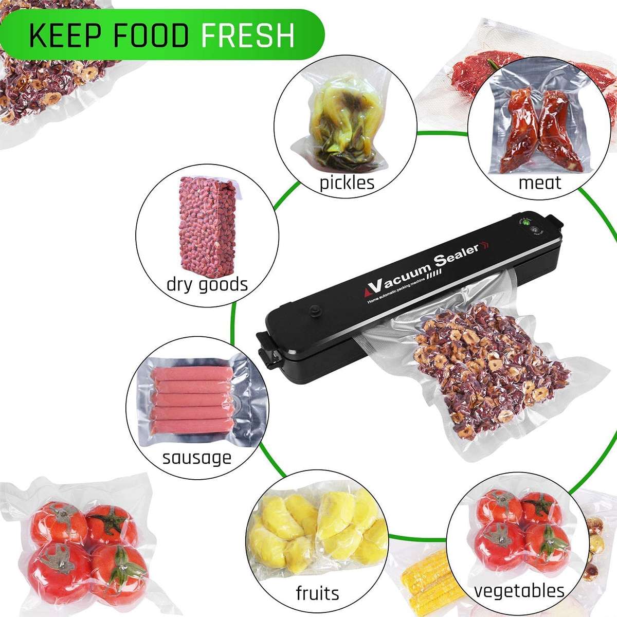 Vacuum Sealer  Sealing Machine for Wet and Dry Food plus 5 X Sample Vacuum Bags