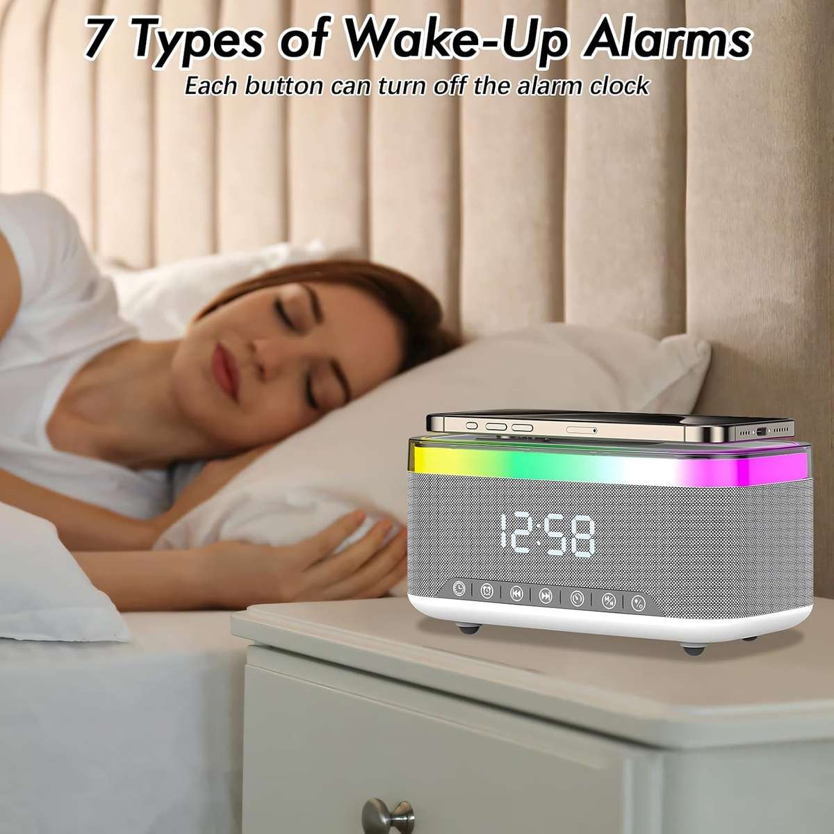 Multifunction Bluetooth Speaker Alarm Clock Wireless Charger